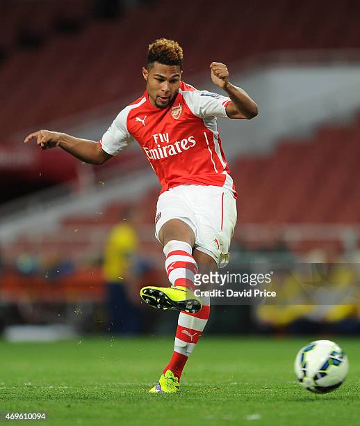 Serge Gnabry of Arsenal during the match between Arsenal U21 and Reading U21 in the Barclays Premier U21 League at Emirates Stadium on April 13, 2015...