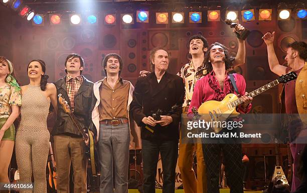 Ray Davies and the cast of "Sunny Afternoon" including Ned Derrington, Adam Sopp, John Dagleish and George Maguire celebrate their Olivier Award wins...