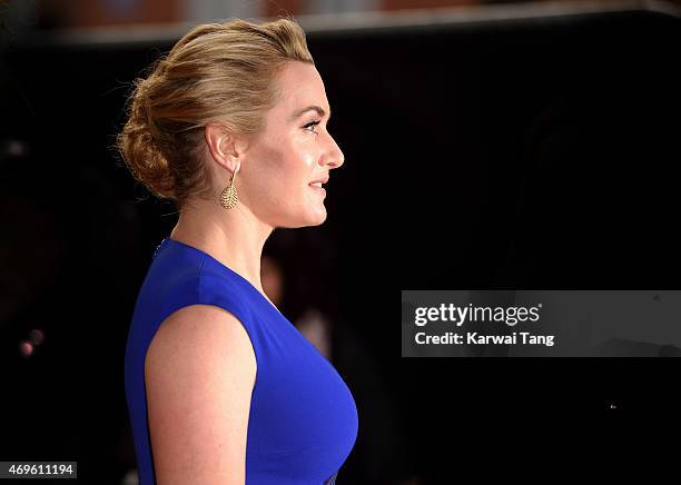 Kate Winslet attends the UK premiere of "A Little Chaos" at Odeon Kensington on April 13, 2015 in London, England.