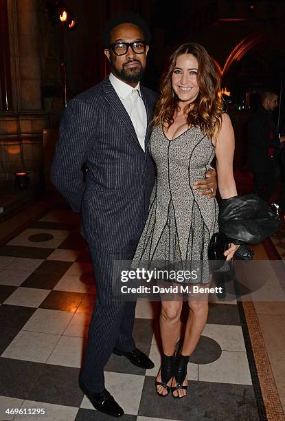 Tim Wade and Lisa Snowdon attend the Julien Macdonald show at London Fashion Week AW14 at the Royal Courts of Justice, Strand on February 15, 2014 in...