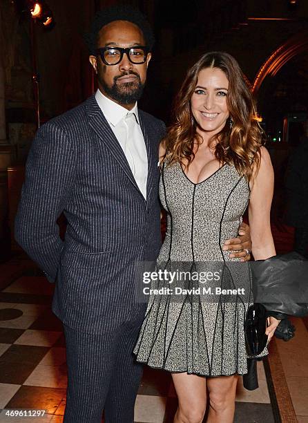 Tim Wade and Lisa Snowdon attend the Julien Macdonald show at London Fashion Week AW14 at the Royal Courts of Justice, Strand on February 15, 2014 in...