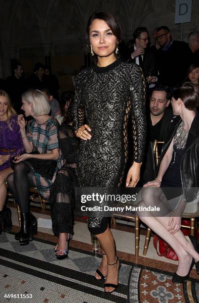 Samantha Barks attends the Julien Macdonald show at London Fashion Week AW14 at on February 15, 2014 in London, England.