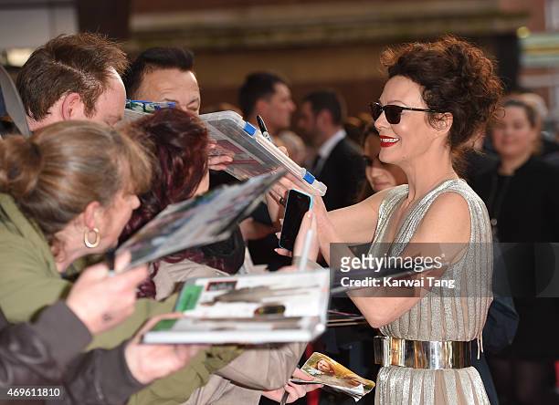 Helen McCrory attends the UK premiere of "A Little Chaos" at Odeon Kensington on April 13, 2015 in London, England.