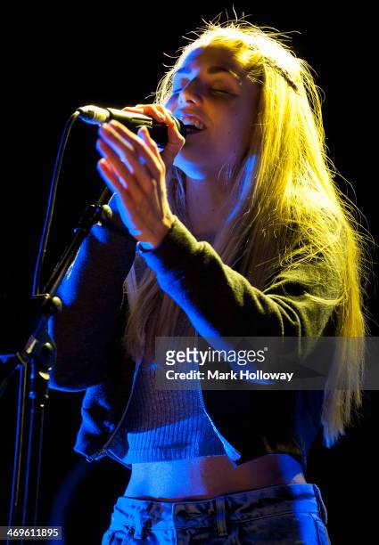 Hannah Reid of London Grammar performing on stage at O2 Academy on February 15, 2014 in Bournemouth, United Kingdom.