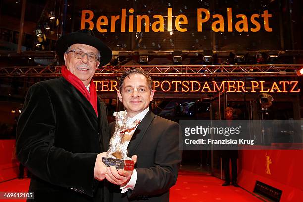 Dieter Kosslick and Volker Michalowski attend the closing ceremony during the 64th Berlinale International Film Festival at Berlinale Palast on...