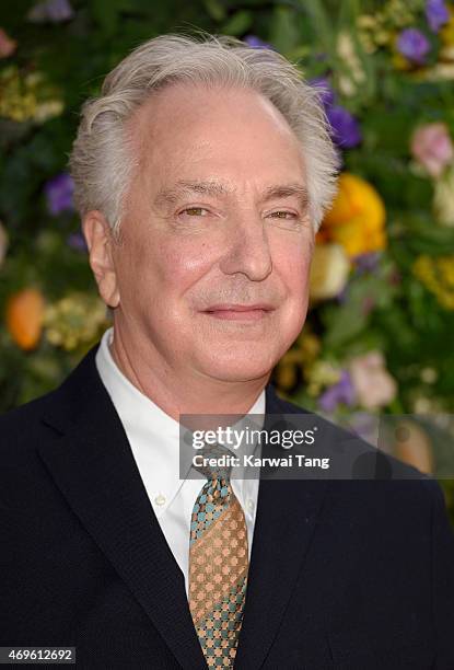 Alan Rickman attends the UK premiere of "A Little Chaos" at Odeon Kensington on April 13, 2015 in London, England.