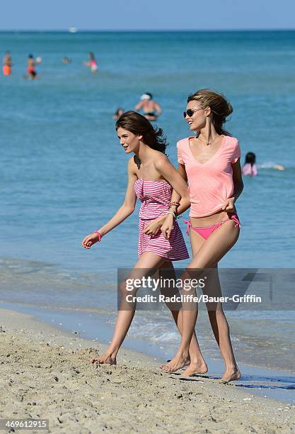 Kendra Spears and Magdalena Frackowiak are seen on February 15, 2014 in Miami, Florida.