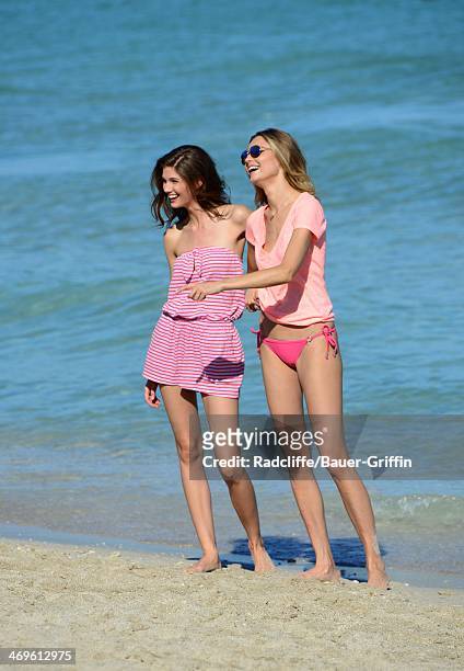 Kendra Spears and Magdalena Frackowiak are seen on February 15, 2014 in Miami, Florida.