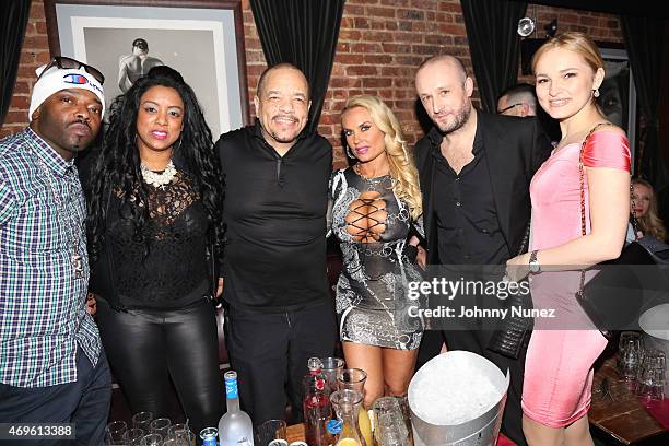 Treach, Cicely Evans, Ice-T, Coco Austin, Fabrizio Sotti and Sara Cvijovic attend Coco Austin's birthday party The Leonora on April 11, 2015 in New...