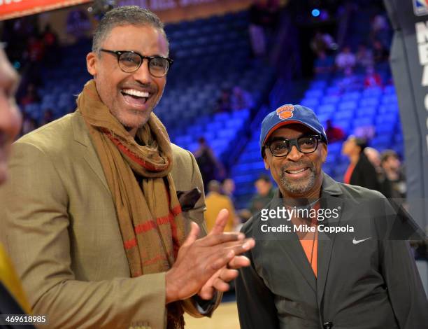 Former NBA Player Rick Fox and Director Spike Lee attend the State Farm All-Star Saturday Night during the NBA All-Star Weekend 2014 at The Smoothie...
