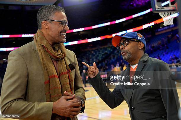 Former NBA Player Rick Fox and Director Spike Lee attend the State Farm All-Star Saturday Night during the NBA All-Star Weekend 2014 at The Smoothie...