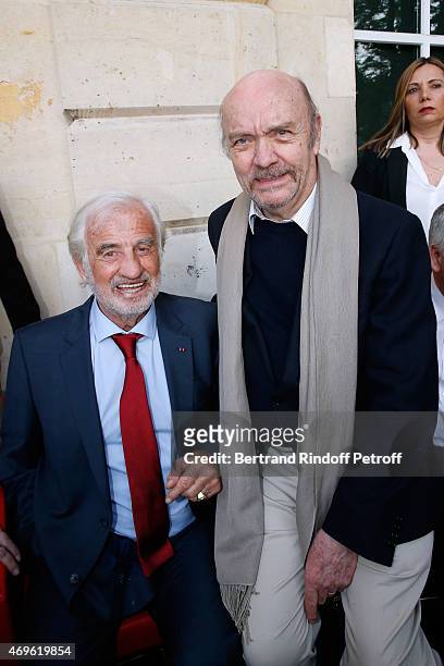 Actor Jean-Paul Belmondo and Director Jean-Paul Rappeneau attend Museum Paul Belmondo celebrates its 5th Anniversary on April 13, 2015 in...