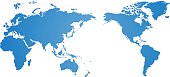 Blue world map vector over a white background