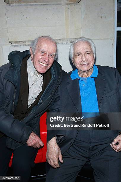 Actors Jacques Balutin and Michel Galabru attend Museum Paul Belmondo celebrates its 5th Anniversary on April 13, 2015 in Boulogne-Billancourt,...