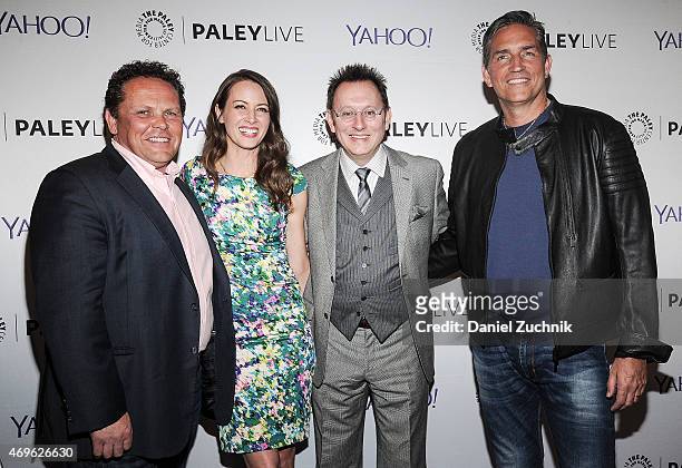 Kevin Chapman, Amy Acker, Michael Emerson and Jim Caviezel attend The Paley Center For Media Hosts An Evening With "Person Of Interest" at The Paley...