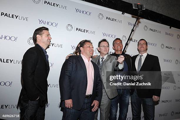 Greg Plageman, Kevin Chapman, Amy Acker, Michael Emerson, Jim Caviezel and Jonathan Nolan attend The Paley Center For Media Hosts An Evening With...