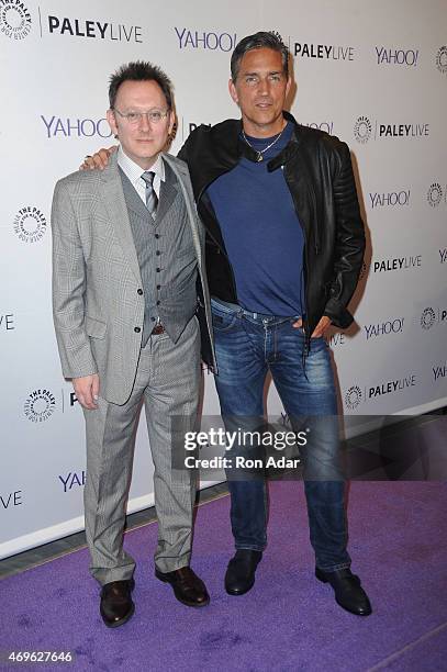 Actors Michael Emerson and Jim Caviezel attend The Paley Center For Media Hosts An Evening With 'Person Of Interest' at The Paley Center for Media on...