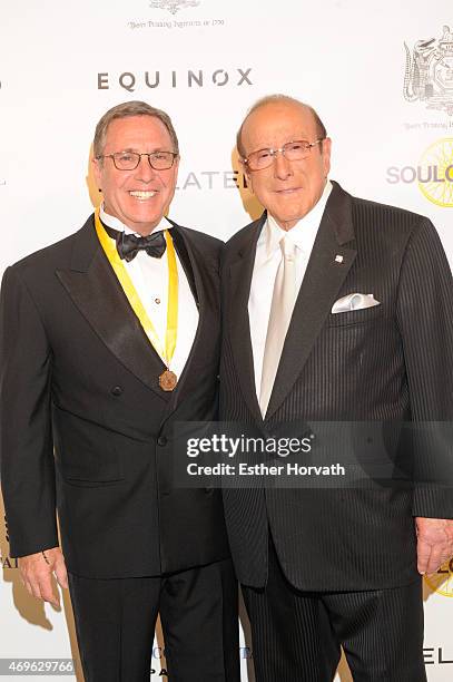 Andrew Farkas and Clive Davis attend The Hasty Pudding Institute Of 1770 Order Of The Golden Sphinx Gala 2015 at The Plaza Hotel on April 13, 2015 in...