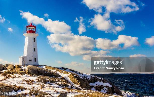 winter in peggy's cove - maritime provinces stock pictures, royalty-free photos & images