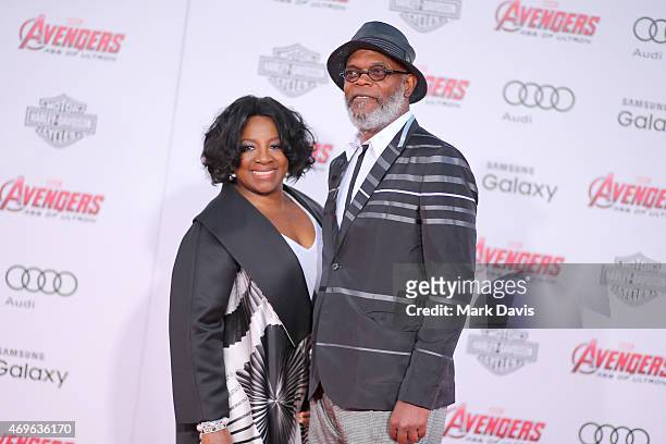 Actor Samuel L. Jackson and wife LaTanya Richardson attends the premiere of Marvel's "Avengers: Age Of Ultron" at Dolby Theatre on April 13, 2015 in...