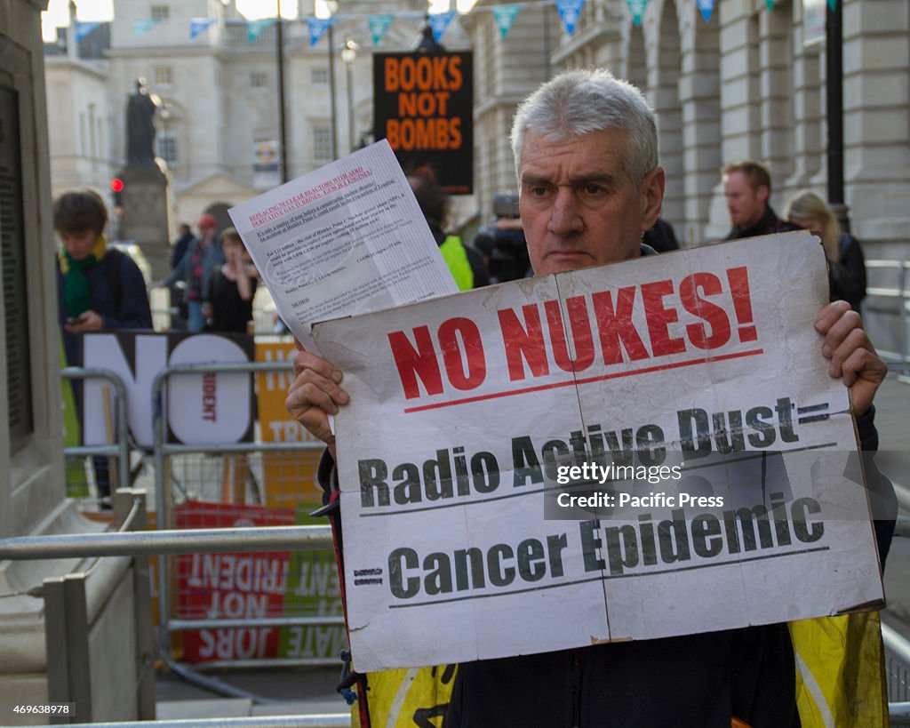 The "Vote Out Trident" party and protest outside the British...