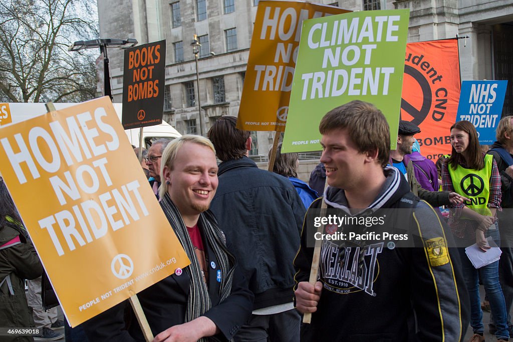 The "Vote Out Trident" party and protest outside the British...
