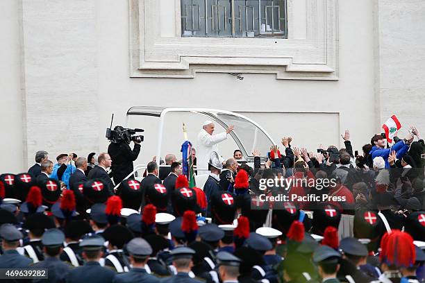 Pope Francis held a Holy Mass in St. Peter's Square in Vatican City to celebrate the Easter and blesses the faithful during the traditional 'Urbi et...