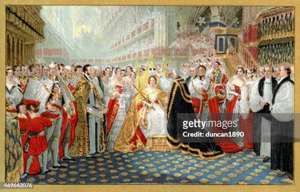 ilustrações, clipart, desenhos animados e ícones de coroação da rainha victoria - english culture