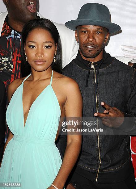 Actress Keke Palmer and actor Jamie Foxx attend the premiere of "Brotherly Love" at SilverScreen Theater at the Pacific Design Center on April 13,...
