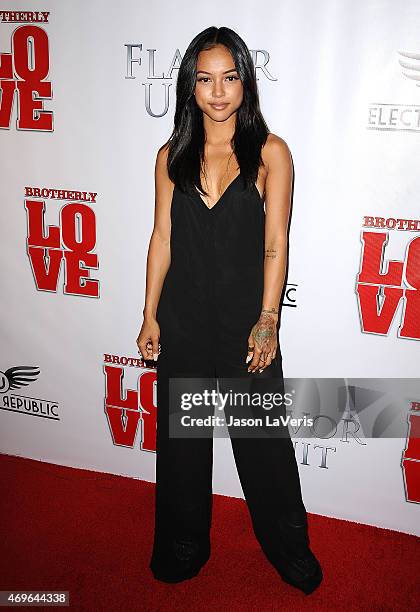 Karrueche Tran attends the premiere of "Brotherly Love" at SilverScreen Theater at the Pacific Design Center on April 13, 2015 in West Hollywood,...