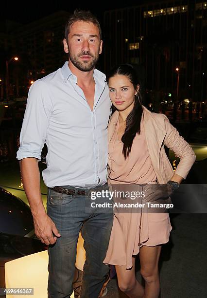 Marko Jaric and Adriana Lima attend a party hosted by Zeelander Yachts welcoming the Zeelander Z68 during the Miami International Boat Show on...