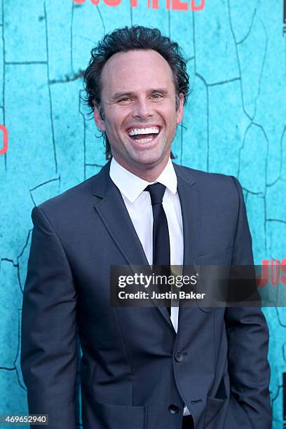 Actor Walton Goggins attends the premiere of FX's "Justified" series finale at Ricardo Montalban Theater on April 13, 2015 in Hollywood, California.