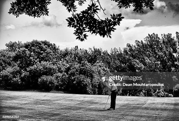 Emiliano Grillo of Argentina putts on the 6th green during Day 3 of the Africa Open at East London Golf Club on February 15, 2014 in East London,...