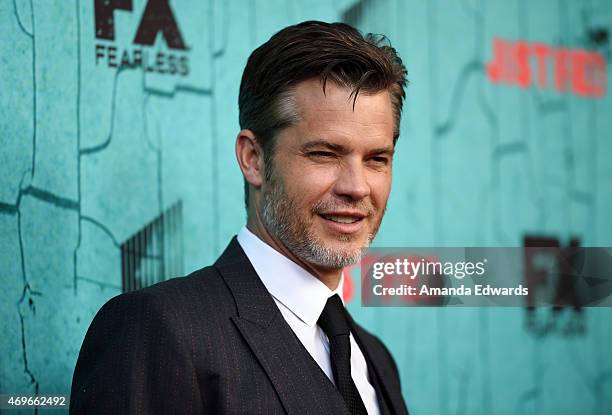 Actor Timothy Olyphant arrives at FX's "Justified" series finale premiere at the Montalban Theater on April 13, 2015 in Hollywood, California.