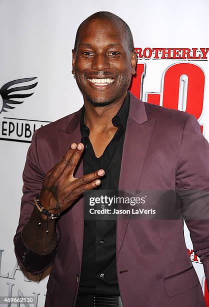 Actor Tyrese Gibson attends the premiere of "Brotherly Love" at SilverScreen Theater at the Pacific Design Center on April 13, 2015 in West...