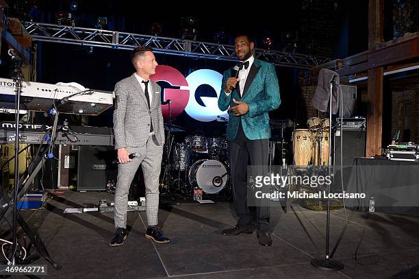 Editor-in-Chief of GQ Jim Nelson and NBA player LeBron James speak at GQ & LeBron James NBA All Star Party Sponsored By Samsung Galaxy And Beats at...