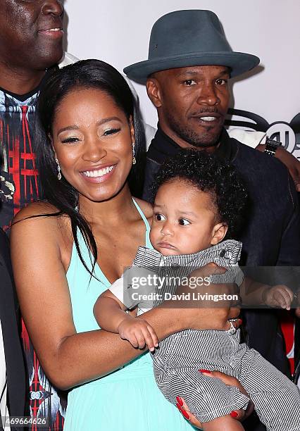 Actress Keke Palmer and actor Jamie Foxx attend the premiere of "Brotherly Love" at SilverScreen Theater at the Pacific Design Center on April 13,...