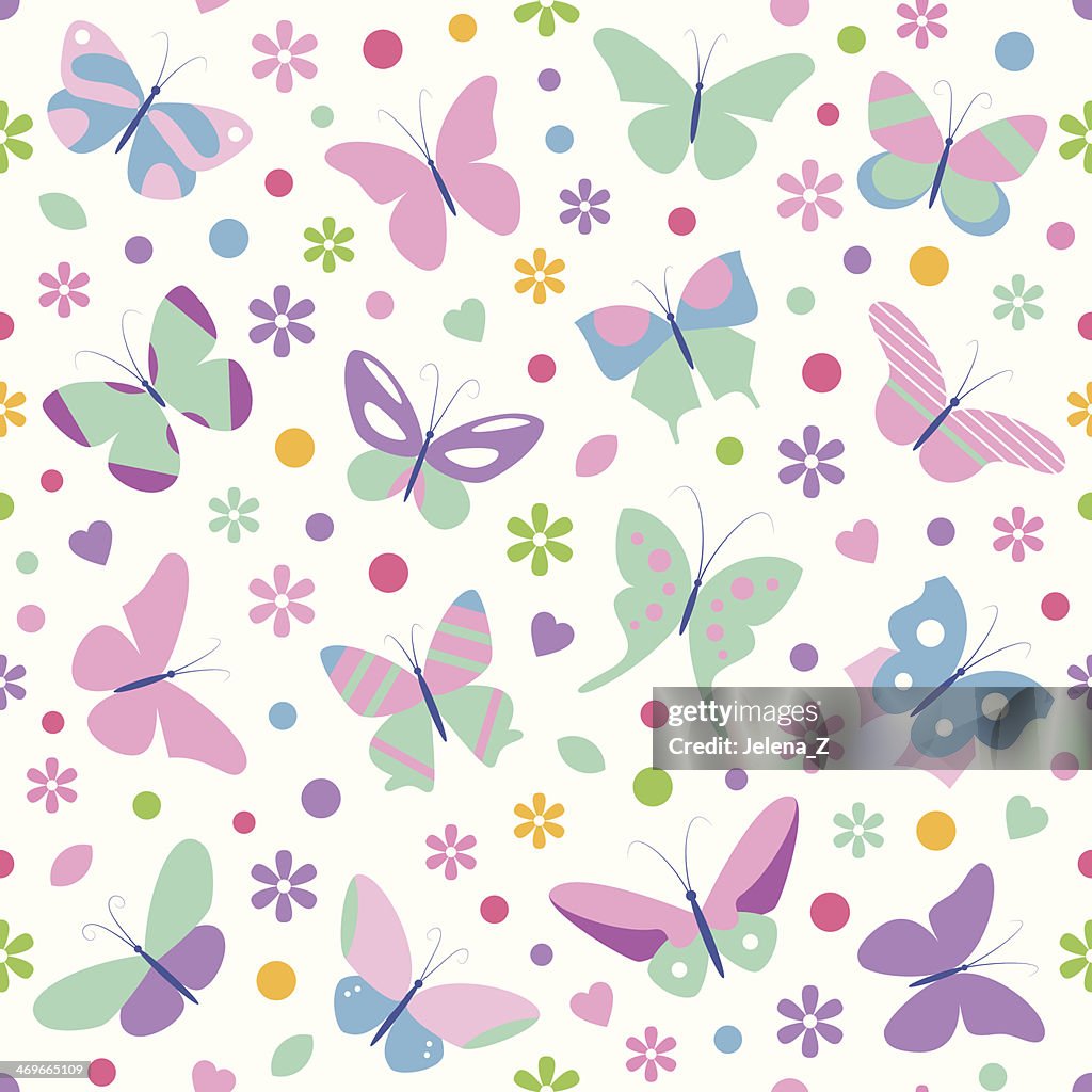 Mariposas Y Flores Corazones Patrón De Puntos Ilustración de stock - Getty  Images
