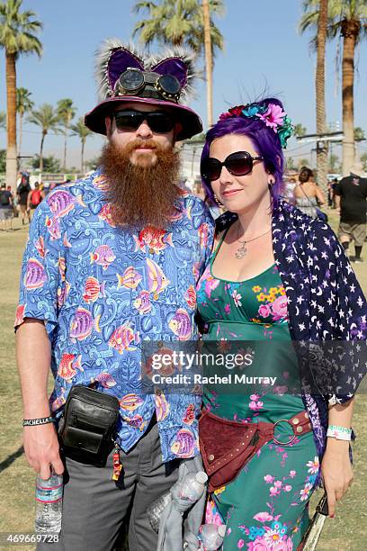 Music fan attends the 2015 Coachella Valley Music and Arts Festival - Weekend 1 at The Empire Polo Club on April 12, 2015 in Indio, California.