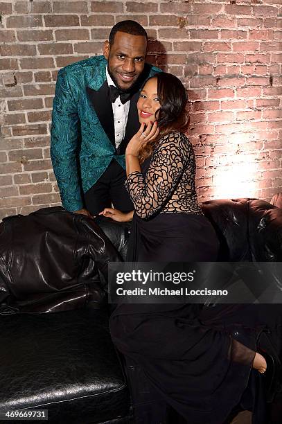 Player LeBron James and Savannah Brinson attend GQ & LeBron James NBA All Star Party Sponsored By Samsung Galaxy And Beats at Ogden Museum's Patrick...