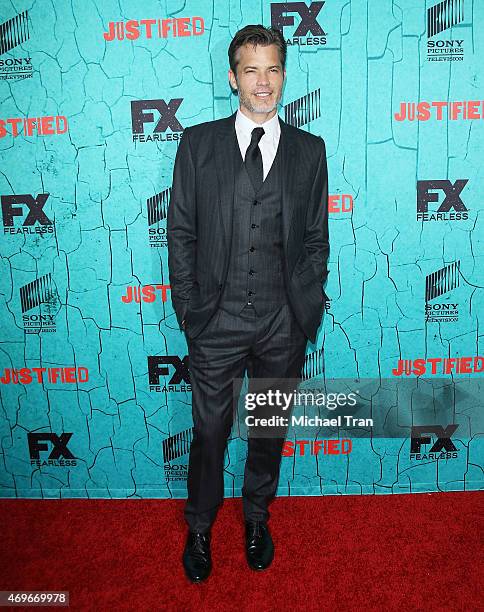 Timothy Olyphant arrives at FX's "Justified" series finale premiere held at The Ricardo Montalban Theatre on April 13, 2015 in Hollywood, California.