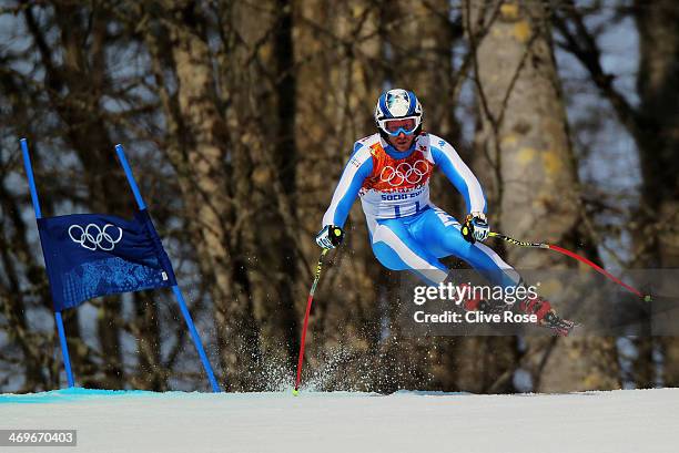 Werner Heel of Italy skis during the Alpine Skiing Men's Super-G on day 9 of the Sochi 2014 Winter Olympics at Rosa Khutor Alpine Center on February...