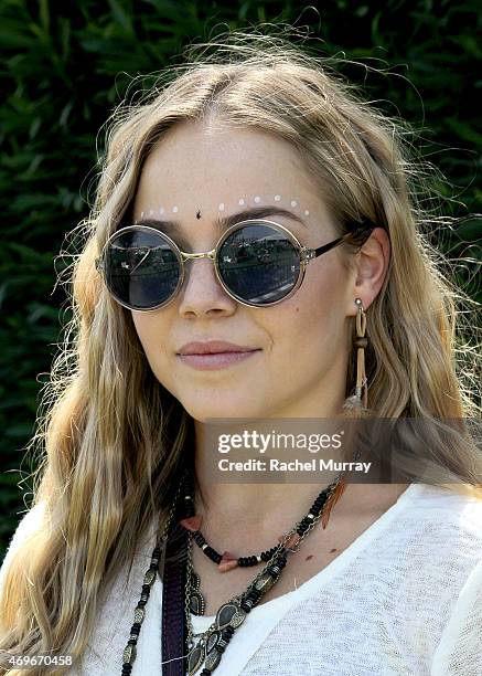 Hanna York of Moorepark, Ca wearing Urban Outfitters Sunglasses and accessories during the Coachella Valley Music and Arts Festival - Weekend 1 at...