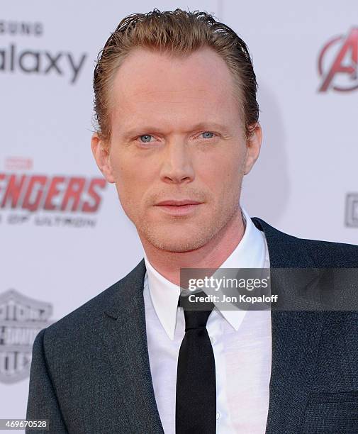 Actor Paul Bettany arrives at the Los Angeles Premiere Marvel's "Avengers Age Of Ultron" at Dolby Theatre on April 13, 2015 in Hollywood, California.