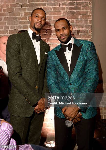 Players Chris Bosh and LeBron James attend GQ & LeBron James NBA All Star Party Sponsored By Samsung Galaxy And Beats at Ogden Museum's Patrick F....