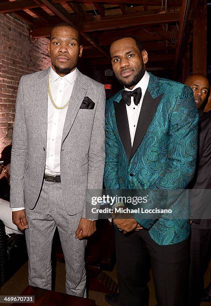 Players Kevin Durant and LeBron James attend GQ & LeBron James NBA All Star Party Sponsored By Samsung Galaxy And Beats at Ogden Museum's Patrick F....