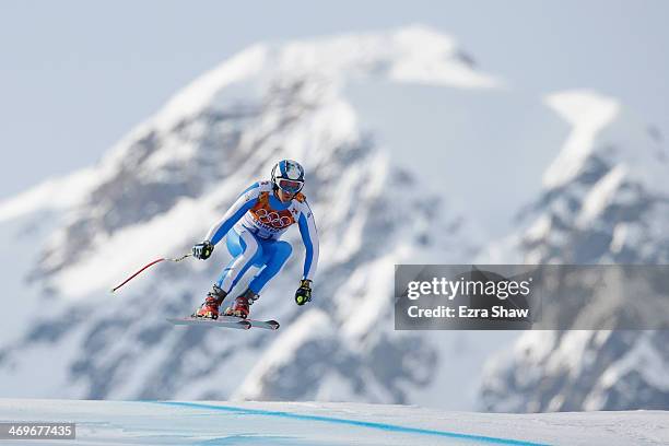 Werner Heel of Italy in action during the Alpine Skiing Men's Super-G on day 9 of the Sochi 2014 Winter Olympics at Rosa Khutor Alpine Center on...