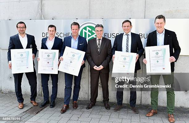 Bastian Boehm of Eintracht Braunschweig, Daniel Kirchner of 1. FC Nuernberg, Carsten Gockel of Preussen Muenster, General Secretary Helmut Sandrock...