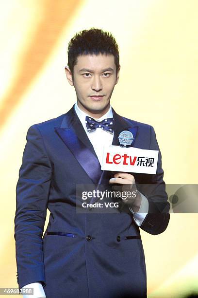 Actor Huang Xiaoming attends a mobile phone press conference of Letv at Master Card on April 14, 2015 in Beijing, China.