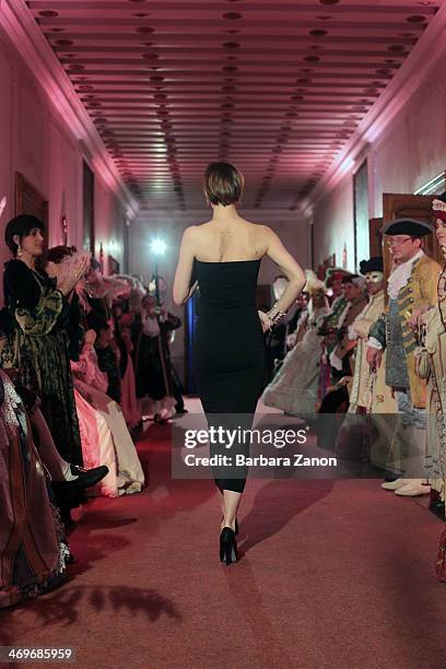 Model walks the runway at the Damiani fashion show during the Gala Dinner of Venice Carnival 2014 at Palazzo Nani Bernardo and organized by Palazzo...